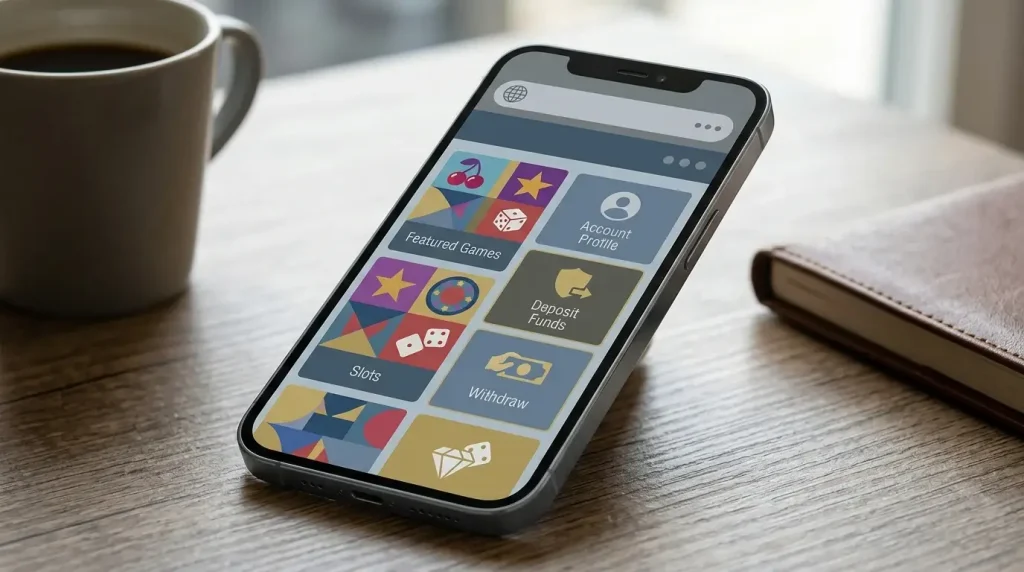 Generic smartphone browser displaying a neutral casino category screen